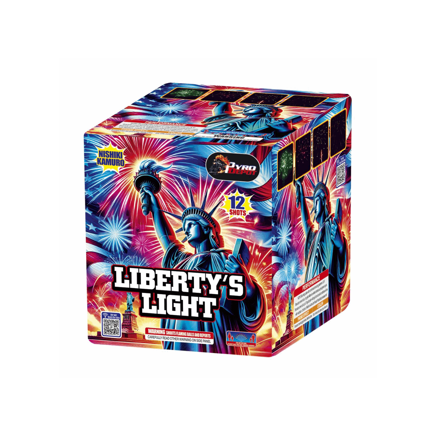 PYRO DEPOT® - LIBERTY’S LIGHT 12-SHOT CAKE