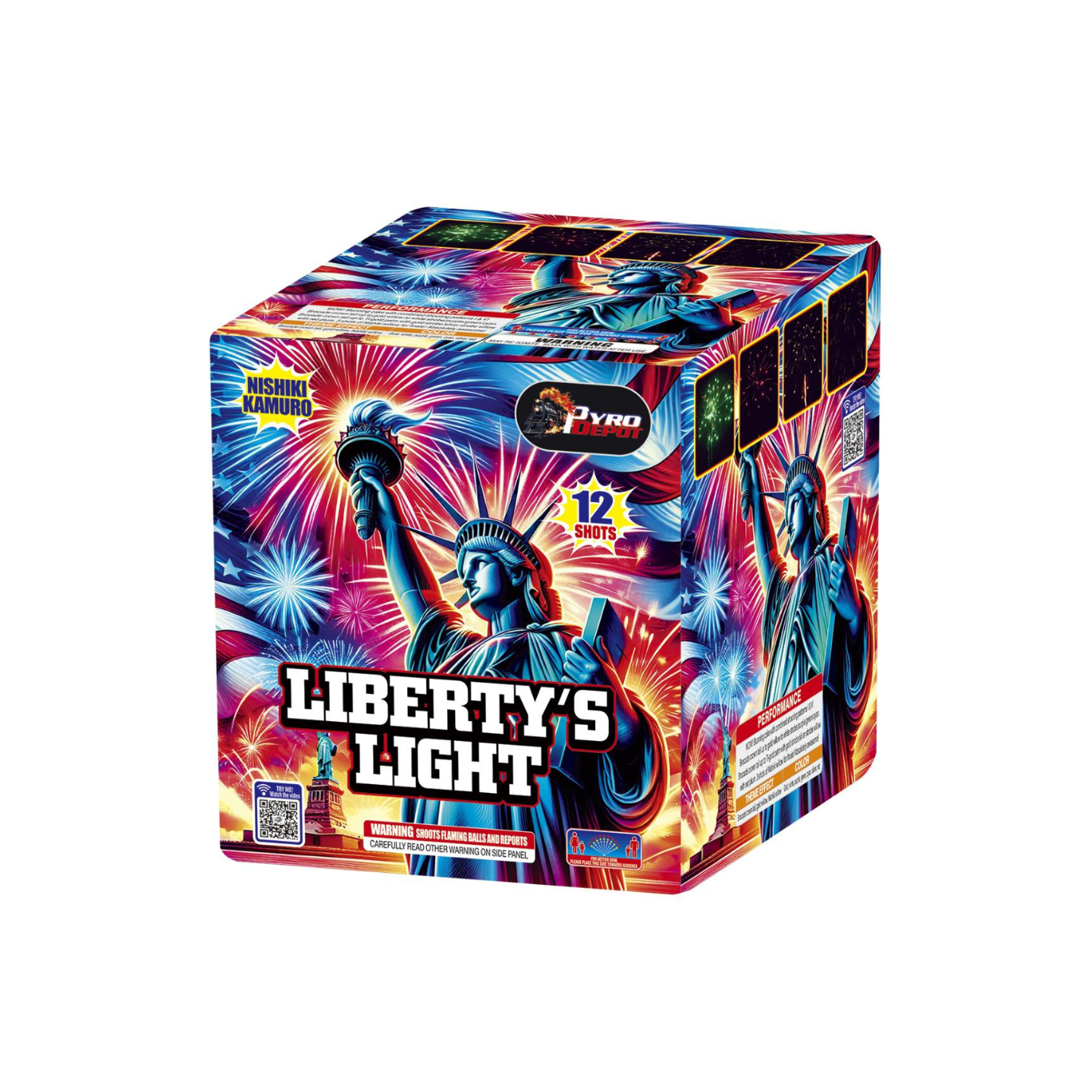 PYRO DEPOT® - LIBERTY’S LIGHT 12-SHOT CAKE