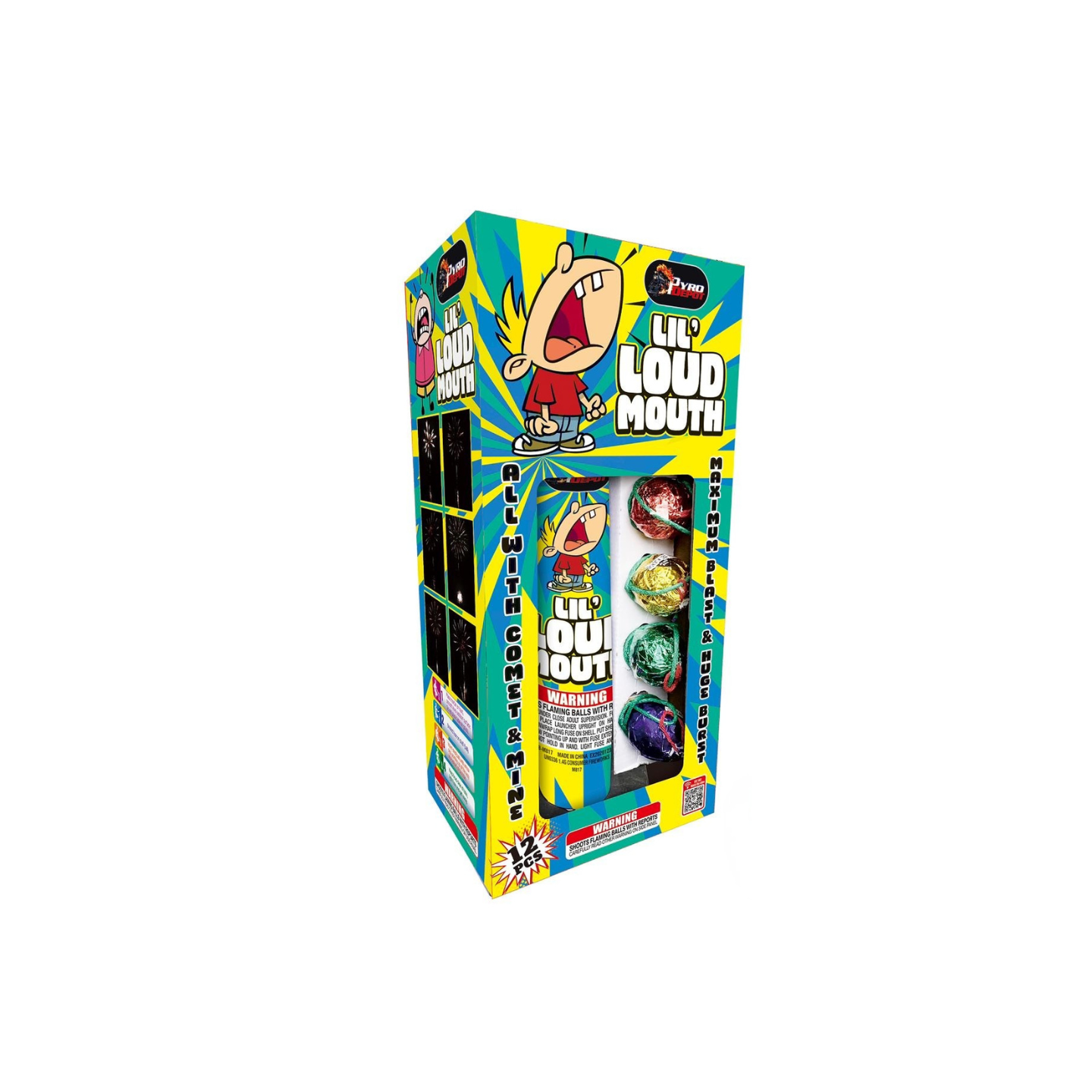 PYRO DEPOT® – LIL’ LOUD MOUTH 12-SHOT ARTILLERY SHELL ASSORTMENT