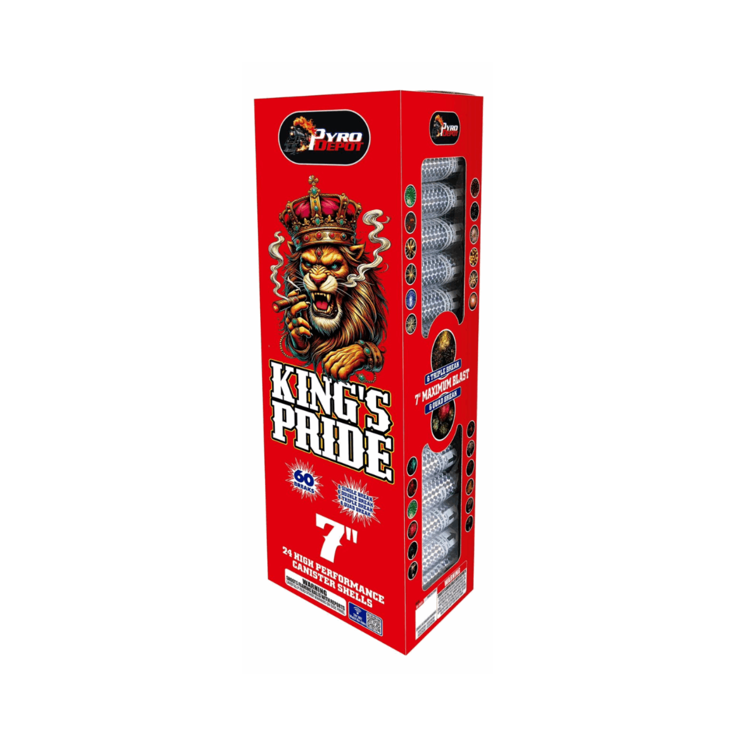 PYRO DEPOT® - KING’S PRIDE 24-SHOT 7" CANISTER SHELLS