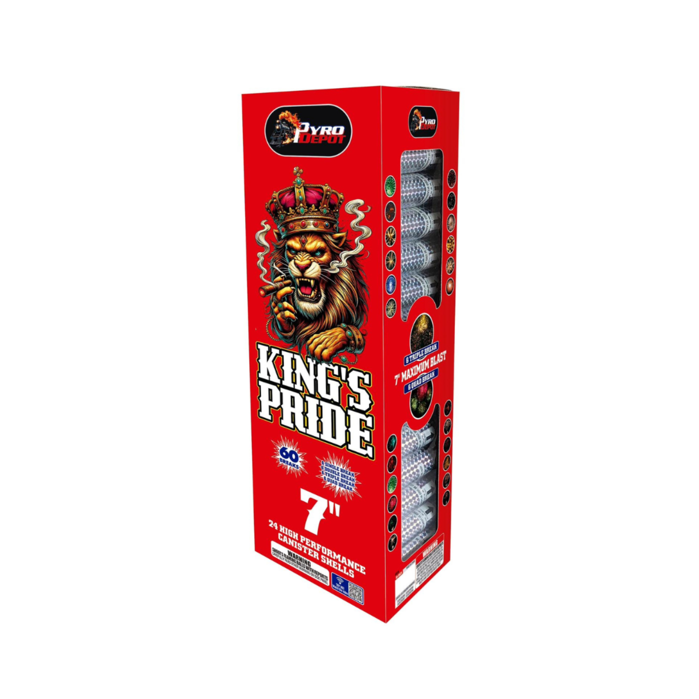 PYRO DEPOT® - KING’S PRIDE 24-SHOT 7" CANISTER SHELLS