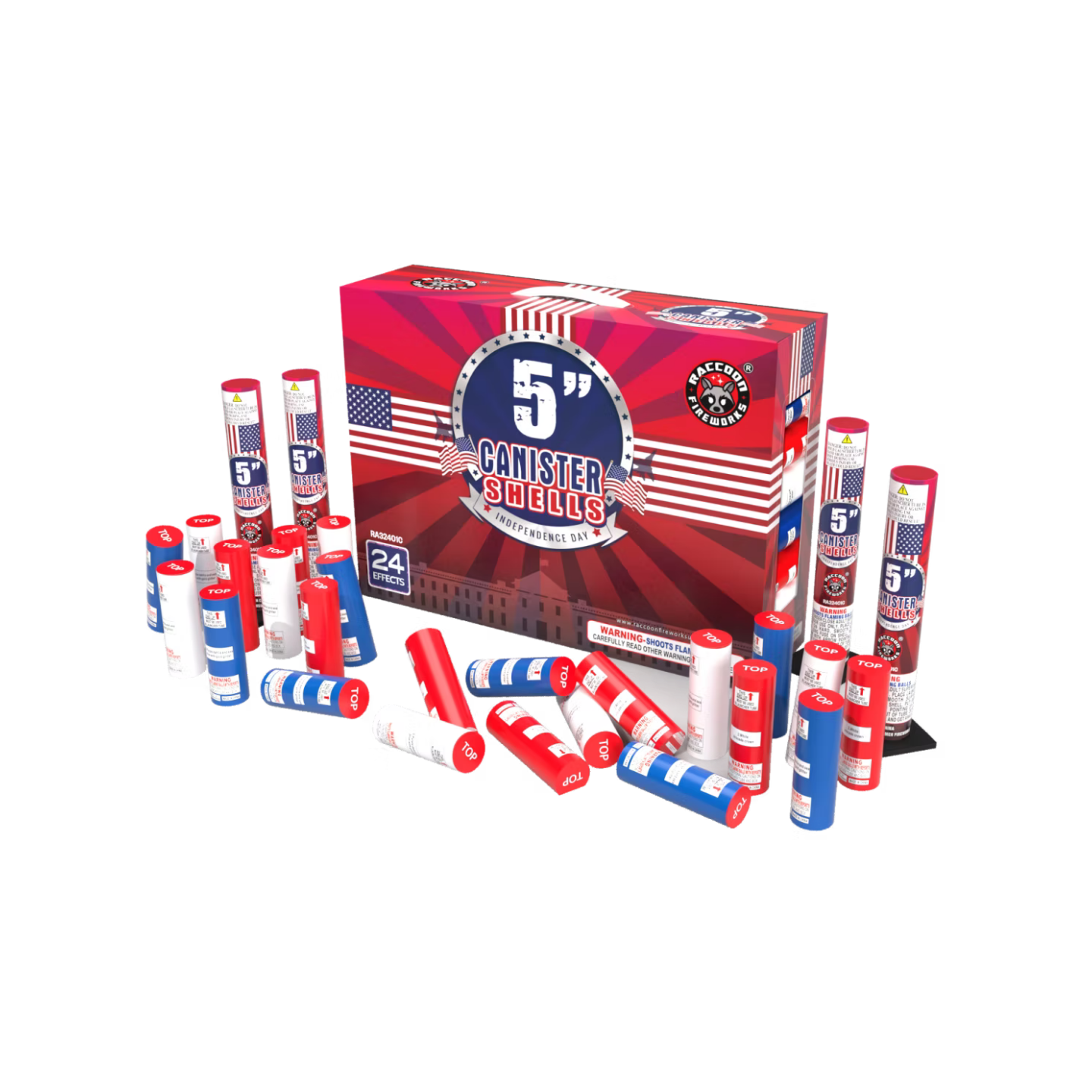 RACCOON® - 5″ INDEPENDENCE DAY CANISTER SHELLS – 24 SHOT