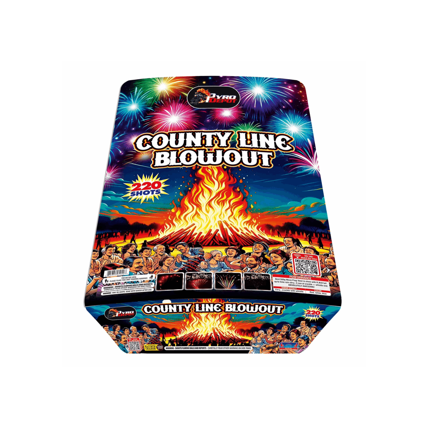 PYRO DEPOT® - COUNTY LINE BLOWOUT 220 SHOT CAKE