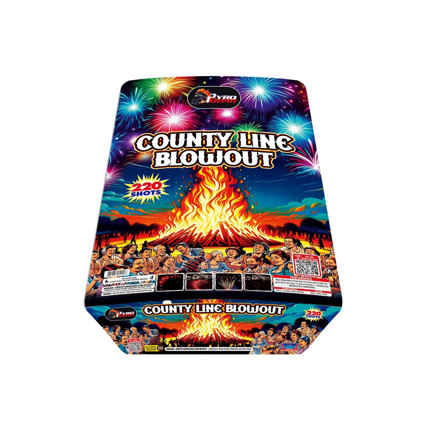PYRO DEPOT® - COUNTY LINE BLOWOUT 220 SHOT CAKE
