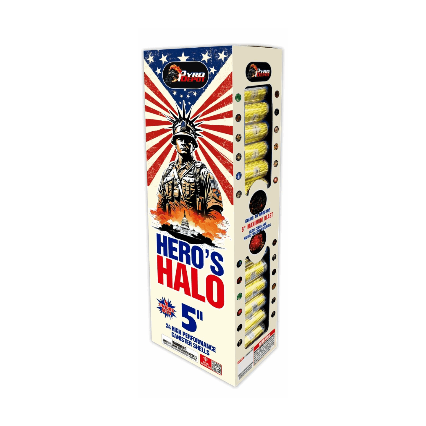 PYRO DEPOT® - HERO’S HALO 5" 24-SHOT CANISTER SHELL KIT