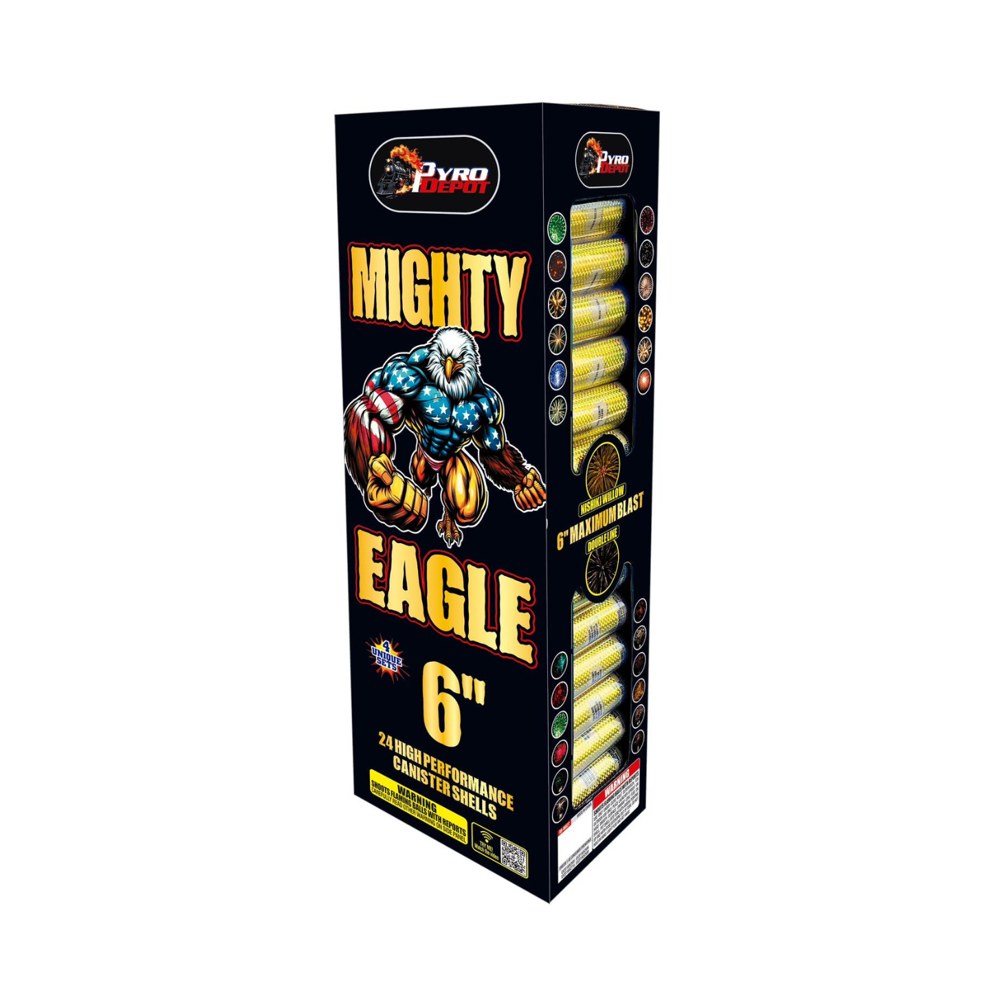 PYRO DEPOT® - MIGHTY EAGLE 6" 24-SHOT PLATINUM CANISTER SHELL KIT