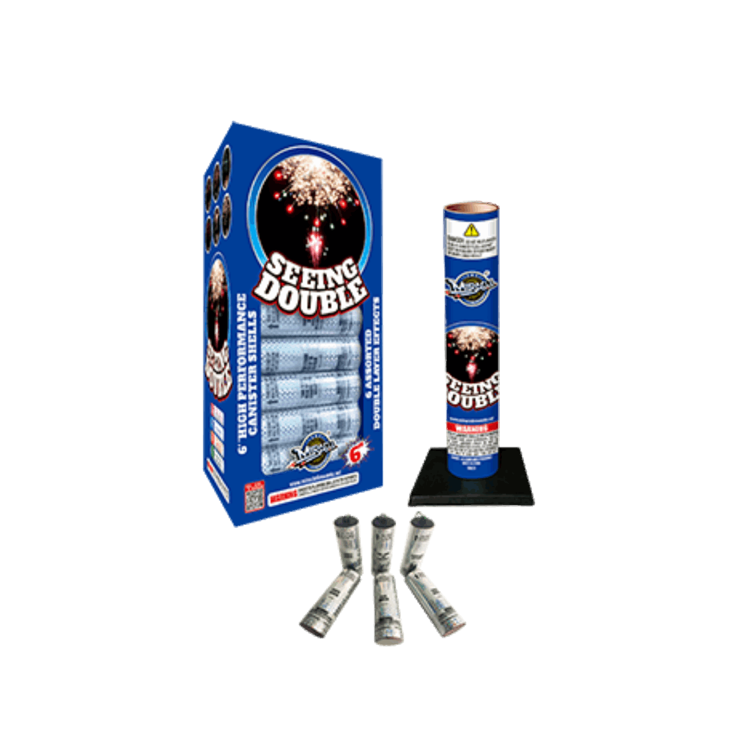 MIRACLE ® - SEEING DOUBLE 6″ LONG CANISTER SHELLS (6 SHOT)