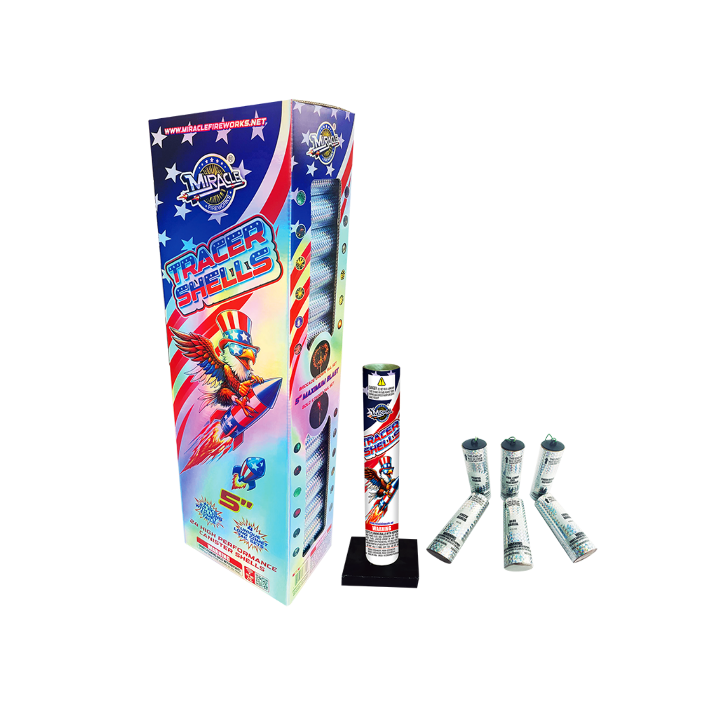 MIRACLE ® - TRACER SHELLS 5″ LONG CANISTER SHELLS (24 SHOT)