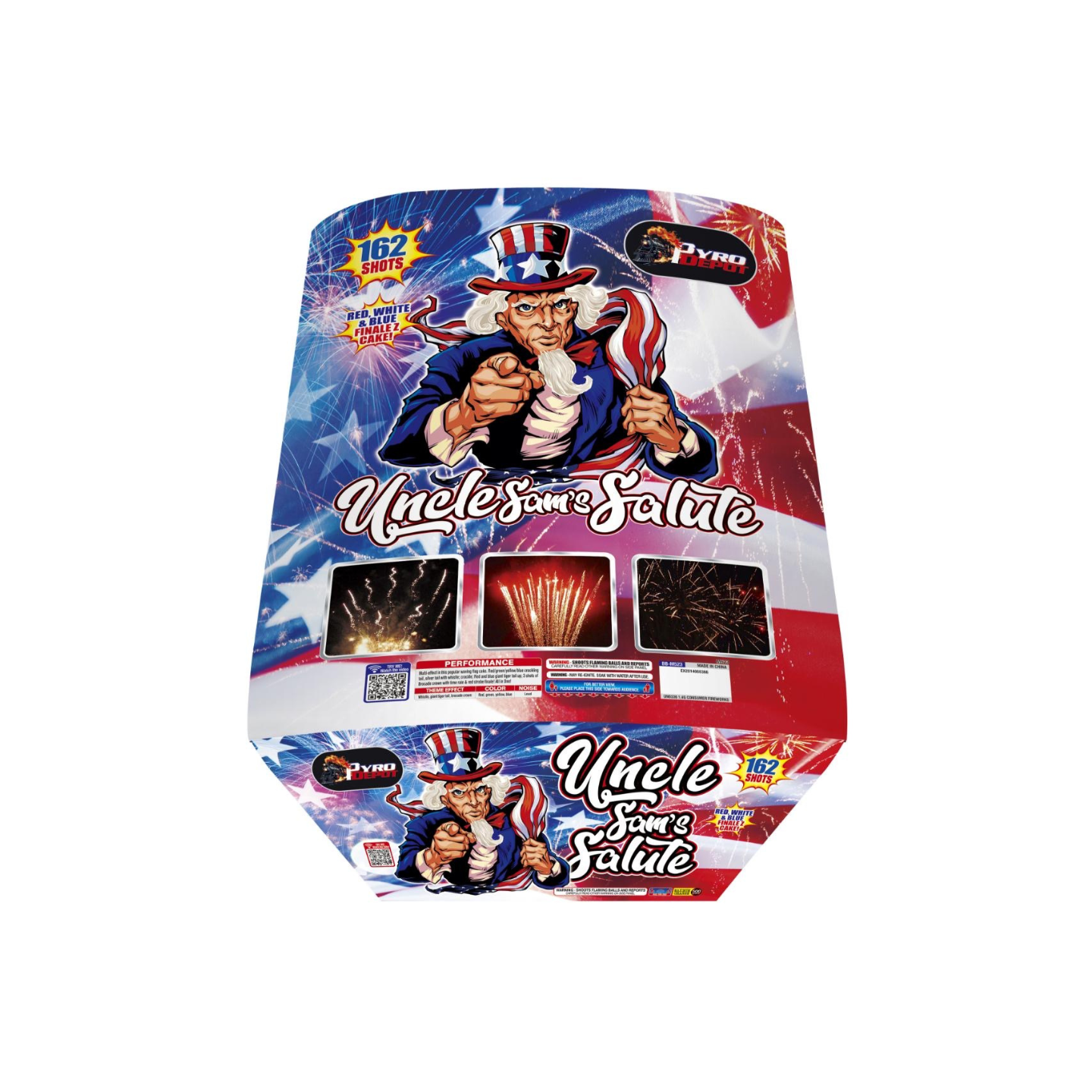 PYRO DEPOT® - UNCLE SAM’S SALUTE 162-SHOT FINALE CAKE